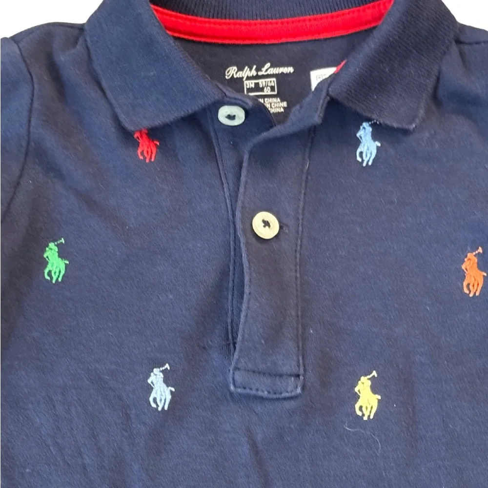 Ralph Lauren Kids Navy One Piece with Colorful Embroidery‎
